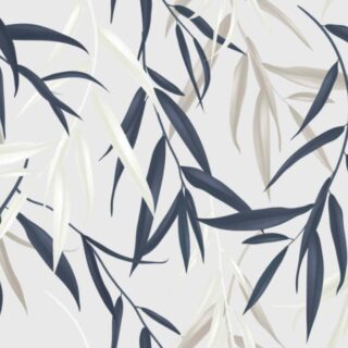 Blue Bamboo Floral Wallpaper for Dinning Room