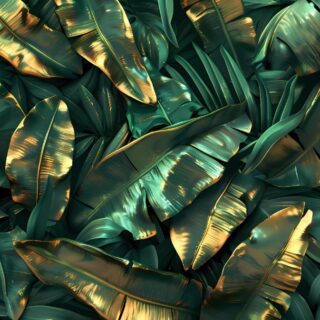 Golden Grunge Banana Leaves Mural Wallpaper