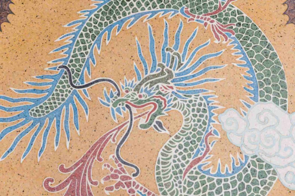 Vintage Chinese Dragon Floral Print Door Mat main image 0