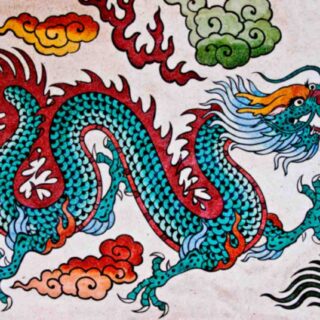 Colorful Painting of a Dragon Wallpaper Mural