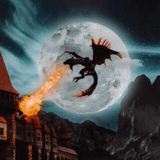 Wallpaper Mural of a dragon Shooting Fire