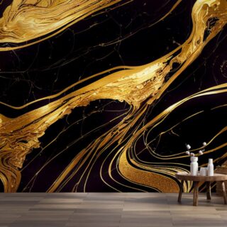 Black Beauty Gold Marble Texture Mural Wallpaper