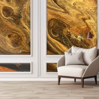 Glittery Gold Marble Texture Mural Wallpaper