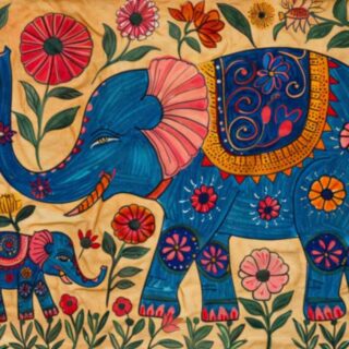 Mithila Painting of Gajraj Wallpaper Mural