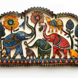 Elephant Painting in a Mithila Style Wallpaper Mural