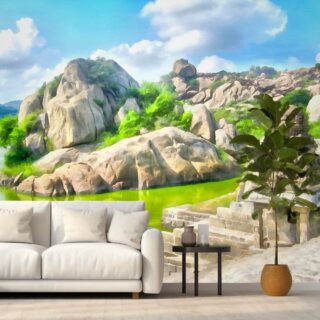 Watercolor Mountain Landscape Wallpaper Mural