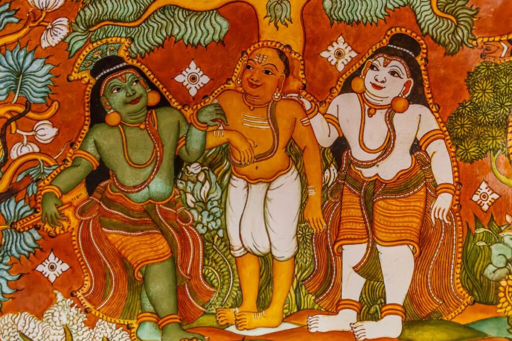 Kerala Mural Fresco Wall Painting Wallpaper - Magicdecor®