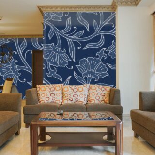 Kalamkari Midnight Blossom Wallpaper for Wall