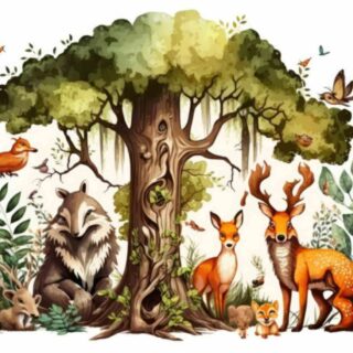 Cute Forest Friends Adventure Wallpaper Mural