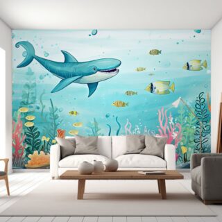 A Fun Aquarium Wallpaper Mural for Kids Room