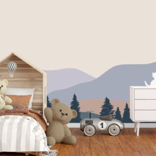 Pastel Color Mountains Wallpaper Mural for Kids