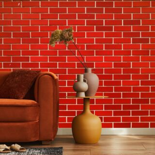 Crimson Red Bricks Mural Wallpaper