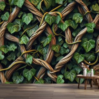 Growth and Vitality Intertwining Vines Mural Wallpaper