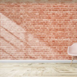 Panoramic Pastel Red Brick Mural Wallpaper