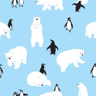 Seamless Pattern of Polar Bear and Penguin Wallpaper