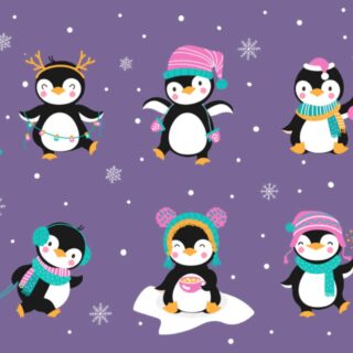 Christmas Penguins for Kids Room Wallpaper