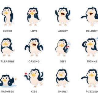 Wallpaper Mural of Cute Penguin Emotions