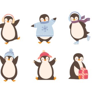 Dancing and Playing Penguins Wallpaper for Wall