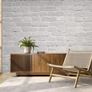 Lime Wash White Brick Walls Mural Wallpaper