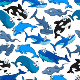 Cartoon Ocean Animals with a Seamless Wallpaper Pattern