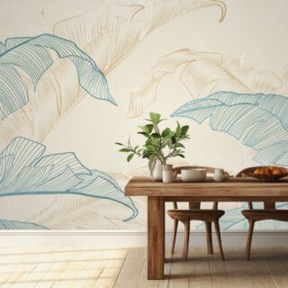 Botanical Luxury Abstract Palm Leaves Wallpaper Mural
