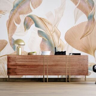 Watercolor Style Tropical Leaves Wallpaper Mural