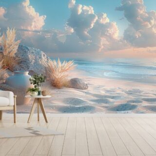Serene Scenery of A Beach Mural Wallpaper