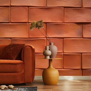 Terra Brick Wall, Terracotta Brick Blocks Texture Wallpaper Mural