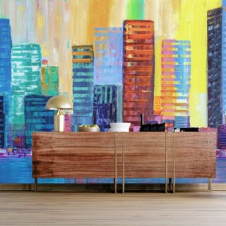 Artistic Painting of Skyscrapers Wallpaper Mural