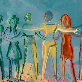 Friends Watercolor Art Mural Wallpaper