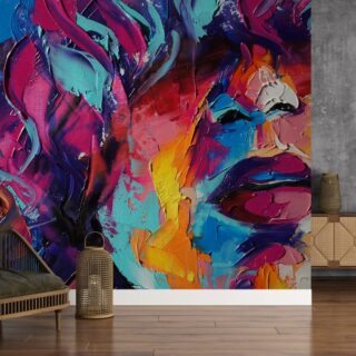 Palette Knife Oil Painting of A Beautiful Girl Wallpaper Mural