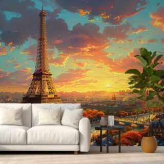 Majestic Eiffel Tower Standing Tall Scenery Mural Wallpaper