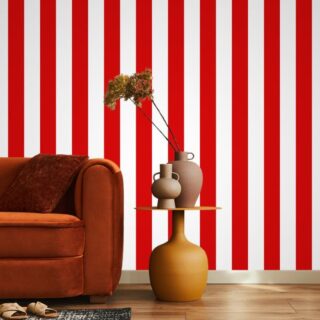 Crimson Red Stripe Charm Mural Wallpaper