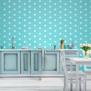Retro Blue Polka Dot Pattern Wallpaper