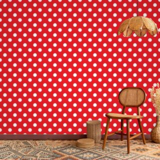 Scarlet Red Polka Dots Wallpaper for Wall