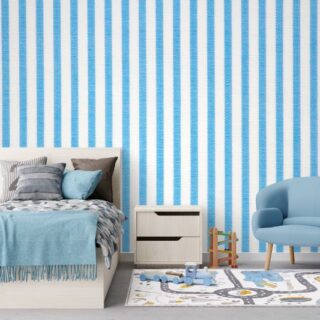 Textile Textured Blue Stripped Wallpaper Mural