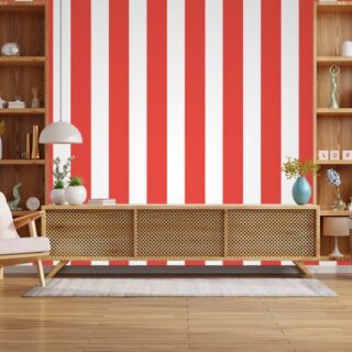 Vintage Pastel Red Vertical Striped Wallpaper