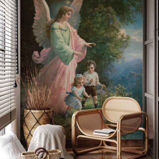 Guardian Angel Painting Wallpaper Mural