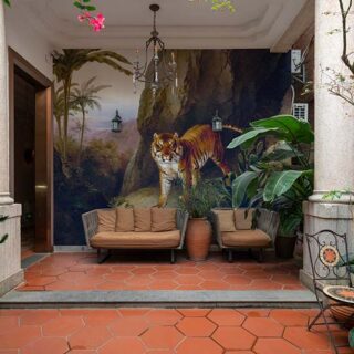 Royal Tiger in a Forest Painting Wallpaper