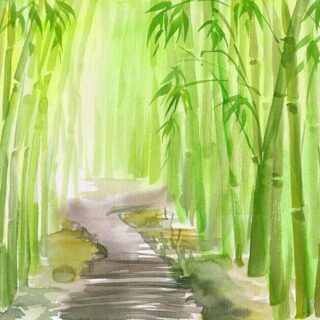 Bamboo Forest Watercolor Painting Wallpaper Mural