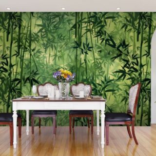 Peaceful Bamboo Trees and Leaves Wallpaper Mural