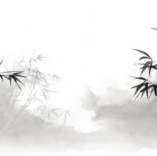 Vetasa, Aesthetic Ink Wash Style Bamboo Branches Painting Wallpaper Mural