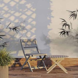 Vetasa, Aesthetic Ink Wash Style Bamboo Branches Painting Wallpaper Mural