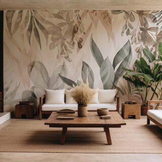 Pattai, Beautiful Subtle Leaves Wallpaper Mural