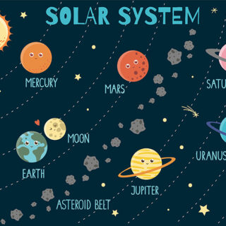 Cute Solar System Mural Wallpaper