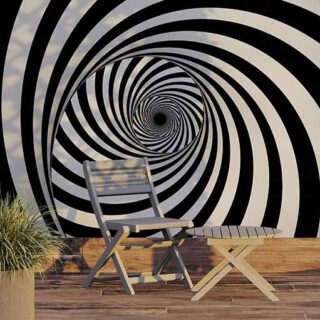 Optical Black and White Spinning Illusion Wallpaper Mural