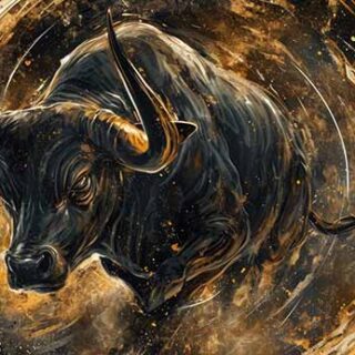 Golden Majestic Raging Bull Mural Wallpaper