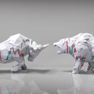 Polygon Bull and Bear in Market Wallpaper Mural
