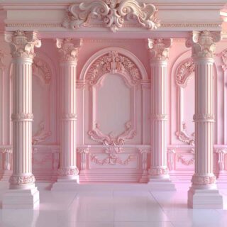 3D Pink Rococo Relief Wall Mural Wallpaper