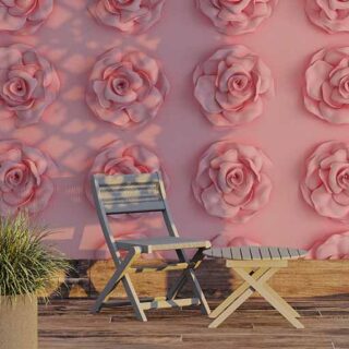 3D Rose Wall Stucco Wallpaper Mural